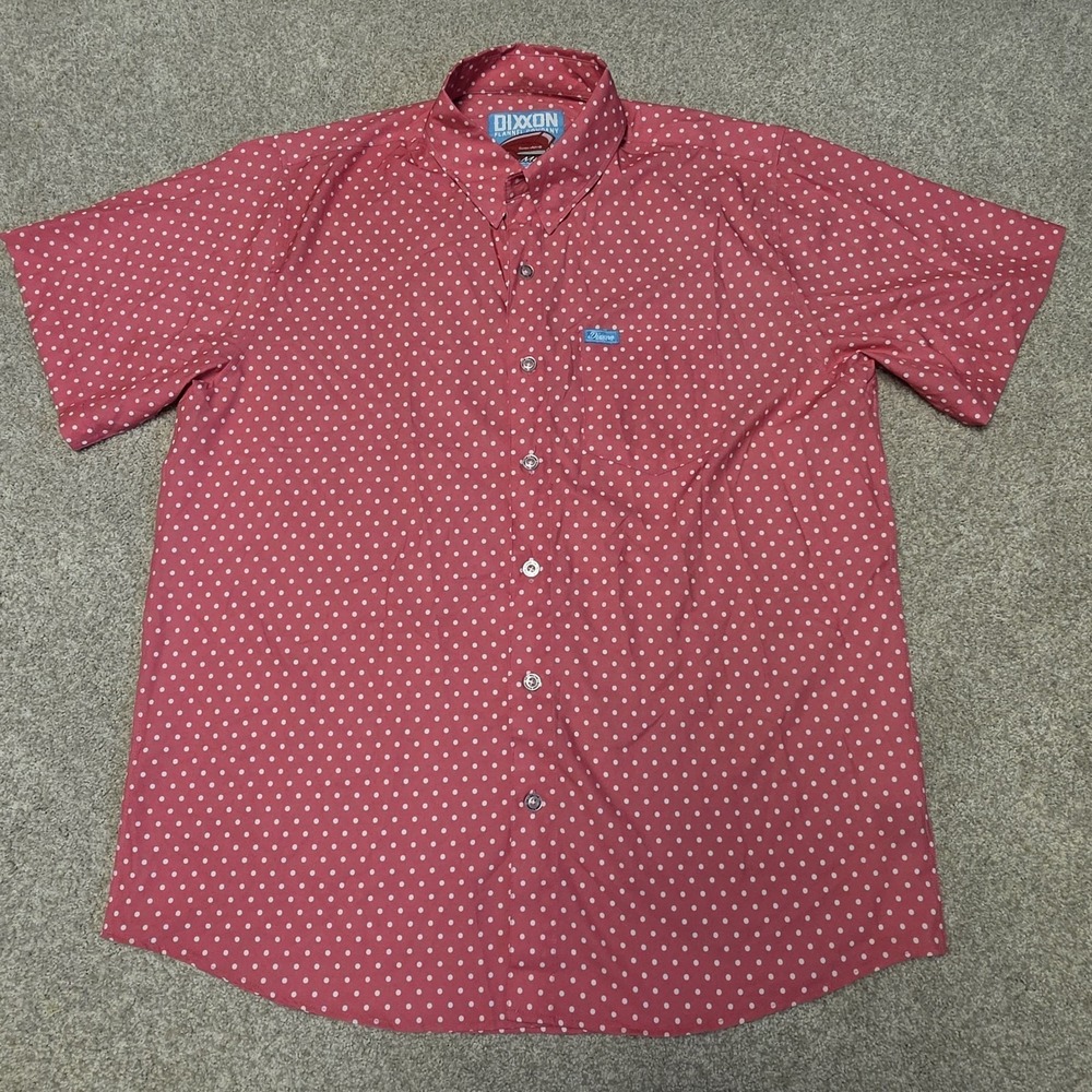 Dixxon Flannel Co Shirt Mens XL Pink Polka Dot The Milton Button Up Stretch
